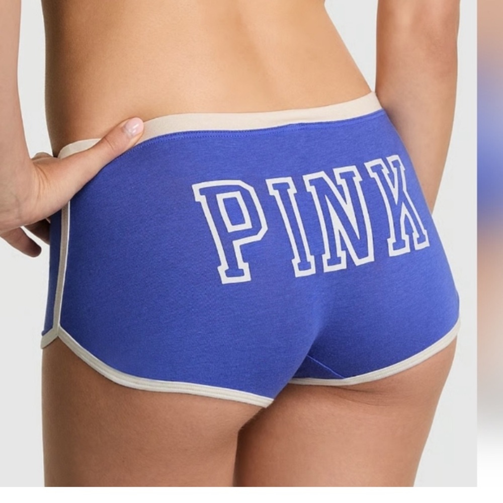 PINK Victoria's Secret Blue cotton dorm Boyshort Panty